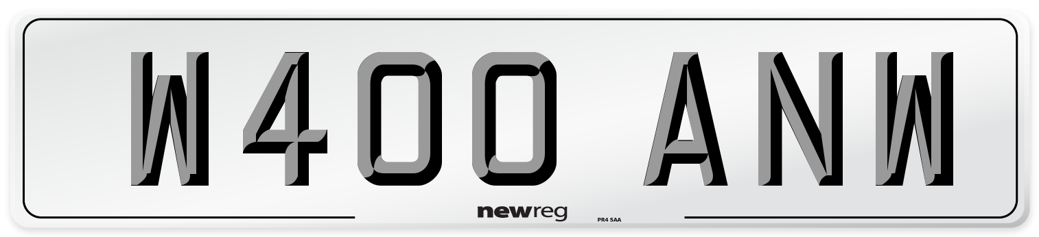 W400 ANW Number Plate from New Reg